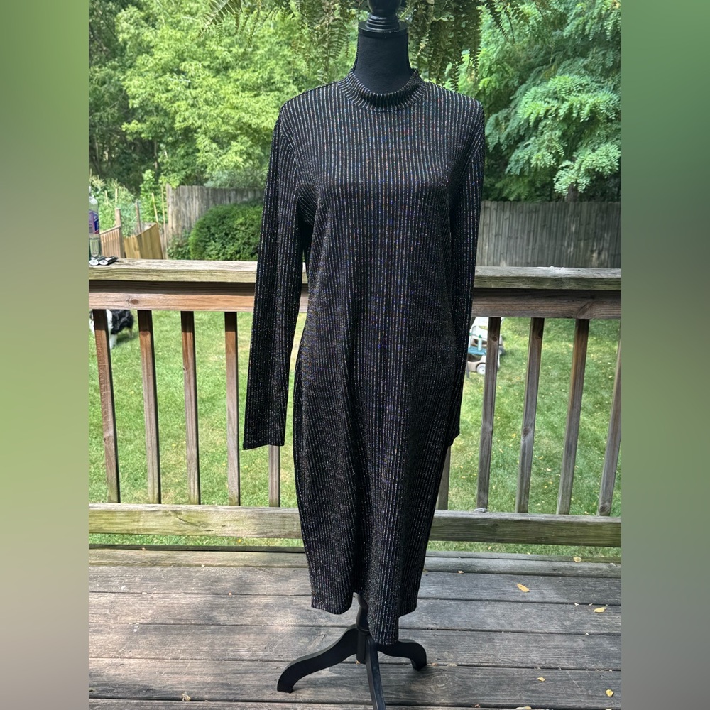 BOLD elements Metallic Striped Long Sleeve Dress XL - Picture 2 of 9